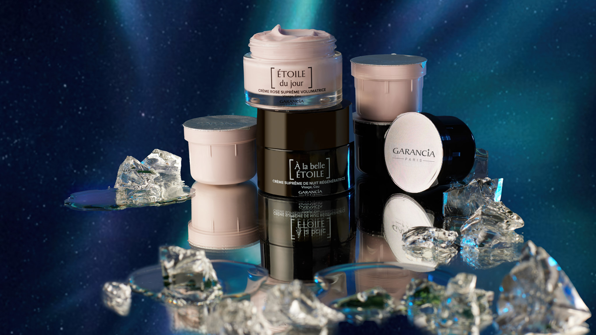 shooting cosmetique garancia etoile soins pour la peau produit skincare crème pour visage crème hydratante