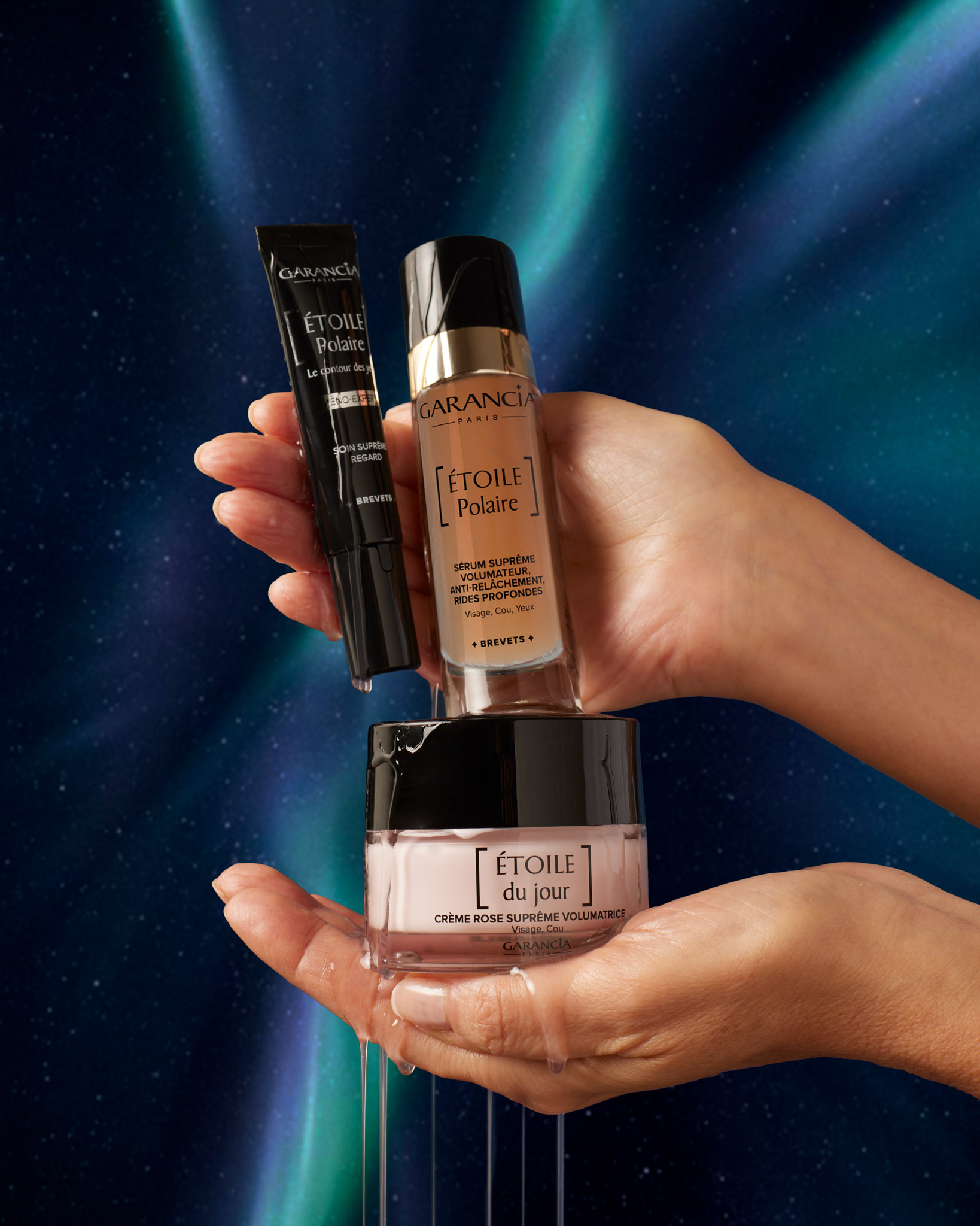 shooting cosmetique garancia etoile soins pour la peau produit skincare crème pour visage crème hydratante